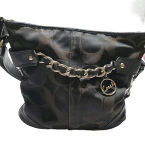 Cartera Coach Signature Cadena Negra C1221-f19730 Bolso de Hombro Bandolera Bolso de Mano - Imagen 1 de 19