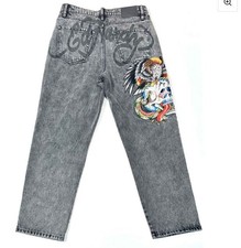 ED HARDY JEANS DENIM Battle Skull Loose Fit -NWT  Sz 38