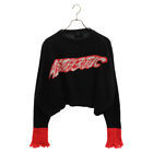 DIESEL M-TICK CROP FRONT LOGO KNIT LONG SLEEVE SWEATER BLACK/RED 00SM6Q Used