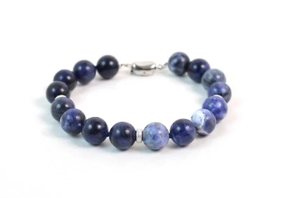 Bracciale in Sodalite,Intercalari e chiusura in Argento 925. Made in Italy - Immagine 1 di 2