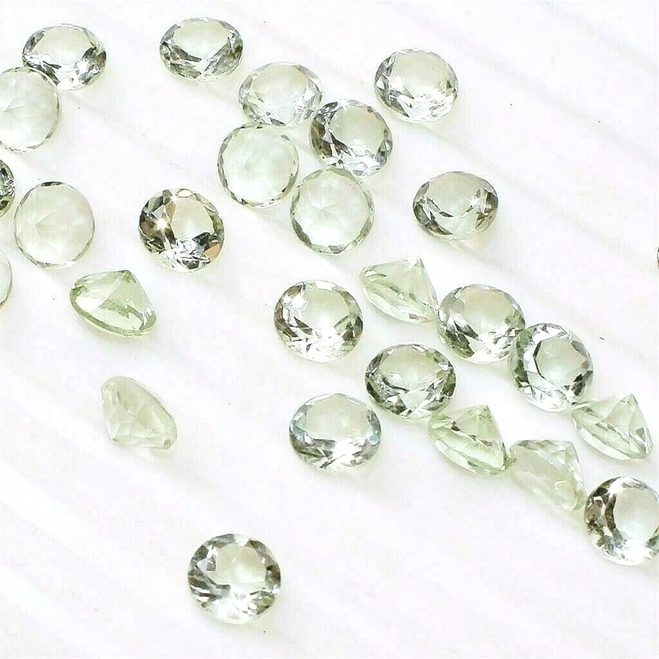 Wholesale Lot 7mm Round Facet Natural Prasiolite Amethyst Loose Calibrated Gems - Image 1 of 4