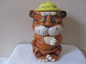 Vintage Cookie "TIGER" Hiding COOKIE JAR HAT MADE IN JAPAN ceramic Rare - Picture 1 of 12