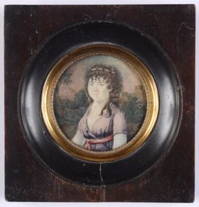 "Portrait of a noblewoman", French miniature, 1795/1800 - Picture 1 of 7