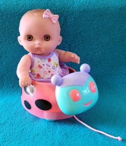 Berenguer Vinyl Little Cutesie 8" Baby Doll with Ladybug Buggy Moveable Limbs - Picture 1 of 11