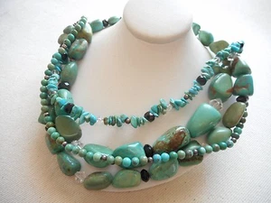 Silpada Sterling 4 Strand Turquoise Obsidian Bead Necklace N1299 757501 - Picture 1 of 11