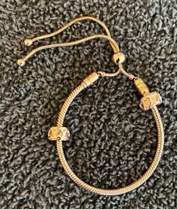 New AUTHENTIC 14k Rose Gold Snake Chain Slider Pandora Bracelet # 589652C01-2 - Picture 1 of 5