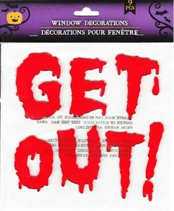 NEW HALLOWEEN 9 pc Red Blood GET OUT Window Gel Clings Decorations Spooky Scary - Picture 1 of 1
