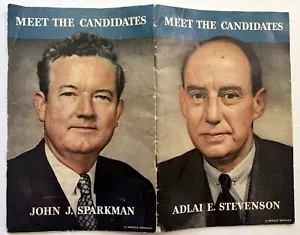 ADLAI STEVENSON 1952 ORIGINAL CAMPAIGN MEET THE CANDIDATES BOOKLET JOHN SPARKMAN - Picture 1 of 4