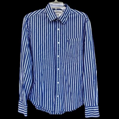 Camisa de vestir Aeropostale para hombre talla M LS azul blanco rayas bolsillo uso profesional usada en excelente estado Foto 1 de 4