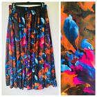 MAGIC Womens Medium Full Pleated Circle Skirt Colorful Abstract Floral Maxi Boho
