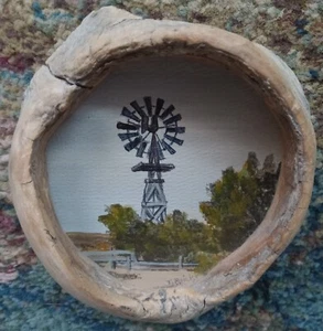 VINTAGE ORIGINAL OIL PAINTING SIGNED NEBRASKA LISTED KNOTHOLE ARTIST REICKS FOLK - Picture 1 of 13