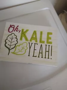 Oh Kale Yeah! Kitchen Printed Wood Sign Hang or Stand Home Decor Rustic Chic - Picture 1 of 2