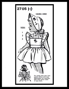 Pedido por correo # 2705 Patrón Gorro y Delantal VESTIDO FALDA BEBÉ Niño pequeño 1/2/3 - Imagen 1 de 4