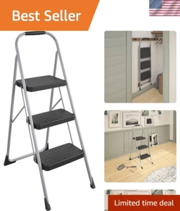 Compact Three Step Folding Stool with Rubber Grip - Ideal for Home Improvement - Picture 1 of 10