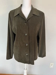 Vintage Briggs New York Faux Suede Blazer | Medium | EUC | Olive Green  - Picture 1 of 11