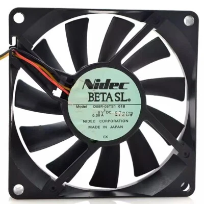 NIDEC D08R-05TS1 01B 8015 DC5V 0.38A 8CM 3-Wire Cooling Fan - Image 1 of 2