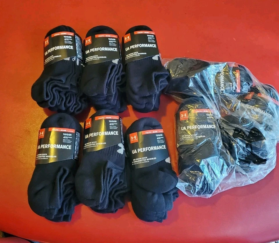 Under Armour Youth Lrg Performance 36 Pairs BLACK No Show Socks Size YLG 1 TO 4 - Image 1 of 4
