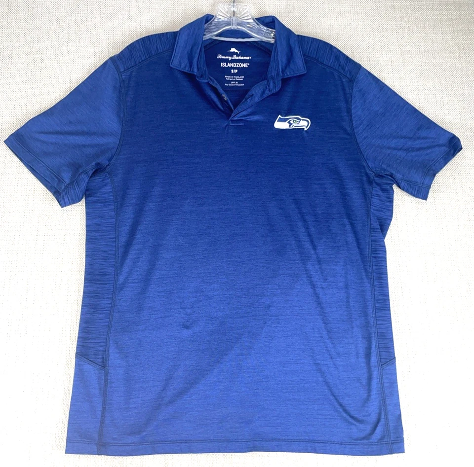 Camisa Polo Tommy Bahama Island Zone/Seattle Seahawks Hombres S/P Azul Marino Protección UV Foto 1 de 4