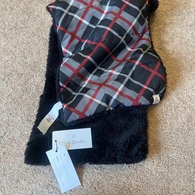 Vera Bradley PARIS PLAID Quilted Sherpa/nylon reversible Scarf New  Red Black - Image 1 of 4