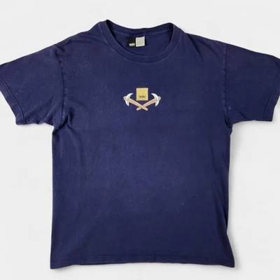 Camisa Mossimo De Colección Para Hombres Pequeña Azul Marino Gráfica Diggin' Deep Miner Dorada Años 90 Defecto Foto 1 de 4