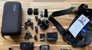 GoPro Hero10 Black Hero 10 + Suction Cup + Chest Mount + HandleBar+ - Picture 1 of 6