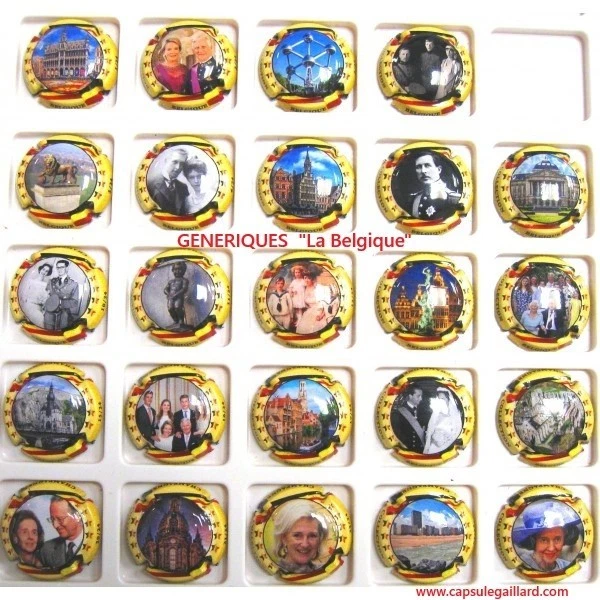 SERIES OF 24 CHAMPAGNE CAPSULES - GENERICS "Belgium" Yellow Contour - Image 1 of 1