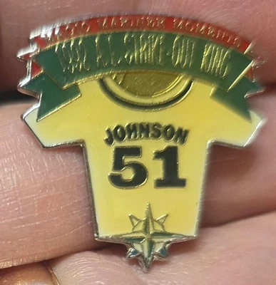 SEATTLE MARINERS 1992 STRIKE OUT KING R. JOHNSON #1 of 4 LAPEL PIN -DAIRY QUEEN - Image 1 of 3