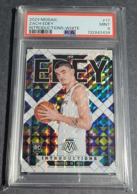 Zach Edey 2024-25 Mosaico #17 White Prizm Introductions /25 Grizzlies PSA Estado perfeito 9 - Imagem 1 de 2