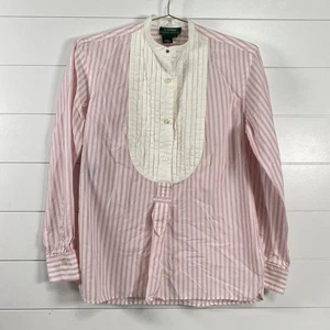 Lauren Ralph Lauren Hemd Damen Medium rosa weiß gestreift Smoking Latz Plissee - Bild 1 von 11