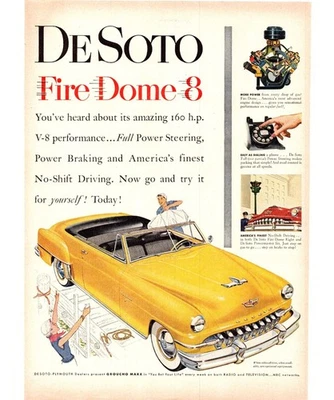 DeSoto Fire Dome 8 1952 convertible anuncio impreso vintage viaje de fin de semana arte de pared años 50 Foto 1 de 2