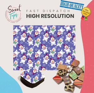 Schokoladen Transferbogen (Weihnachten | Schneemänner) essbar für Deko DIN A4 - Bild 1 von 4