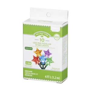 Holiday Time Christmas 10 LED Multicolor Star Lights 4ft String Set  - Picture 1 of 4