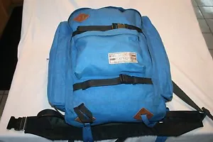 Vtg WILDERNESS EXPERIENCE Blue Canvas Leather Backpack Internal Frame M L USA - Picture 1 of 11
