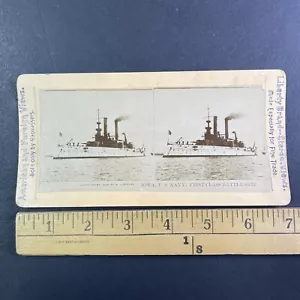 U.S.S. Iowa Battleship Navy First Class Ship Stereoview Antique c1898 Y15031 - Picture 1 of 5