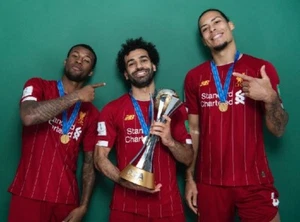 Liverpool Football Club - Club World Cup winners 2019 Dijk\Gini\Salah photograph - Picture 1 of 1