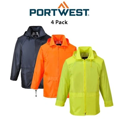 Portwest Classic Rain Jacket 4Pack Lightweight Waterproof Fabric Taped Seam S440 - Image 1 of 4