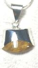 Mexico 1.25" Gold Sparkles Amber? Sterling Silver Pendant Necklace 17" 7G