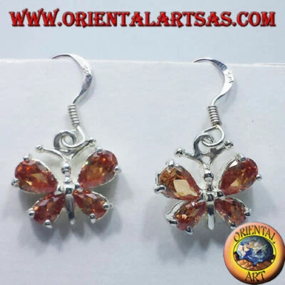 Orecchini Argento 925‰ Farfalla Con le ali in Zircone color topazio incastonati. - Immagine 1 di 4
