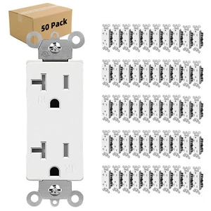 50PCS Outlet Socket Decora Duplex Receptacle 20 Amp 125 Volt Grounding UL listed - Picture 1 of 7
