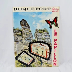 ANCIEN GLACOIDE PUBLICITAIRE ROQUEFORT LE PAPILLON 43 x 31 cm ED. NOVE MILLAU - Imagen 1 de 3