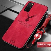 Slim Fabric Cloth Hybrid Case Cover for Samsung Galaxy S20 Plus/S20 Ultra+Strap