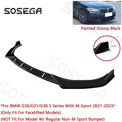 For BMW G30 LCI 530i M550i M Sport 21-23 GT Style Gloss BLK Front Bumper Lip Kit - Изображение 1 из 4