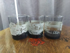 VTG Set 3 McDonalds Hawaii Sea Glassware Tiki Bar Outrigger Surfing Smokey Tint - Picture 1 of 12