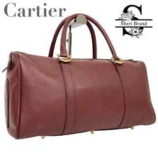 Cartier Boston Bag Handbag Side Logo Leather Bordeaux women's Used JPN