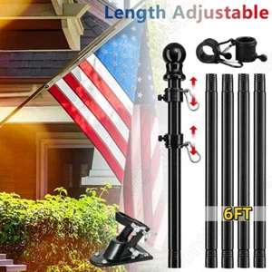 Stainless Steel Flag Pole Kit Garden Yard Truck Outdoor Flagpole Holder 6ft Duty - Picture 1 of 16