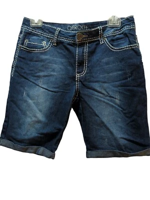 Cherokee Target girls XL 14-16 blue jean shorts cuffed hem wide white stitching - Изображение 1 из 4