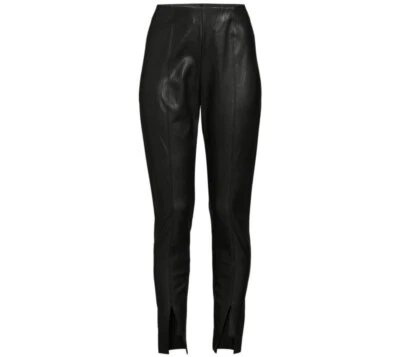Pantalones para mujer Elie Tahari dobladillo dividido imitación cuero en negro talla L nuevos con etiquetas Foto 1 de 4
