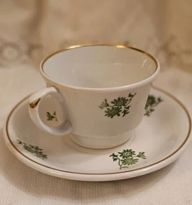 Taza y platillo de cerámica vintage Arabia Finlandia pintado a mano de cardo floral SM adorno dorado - Imagen 1 de 16