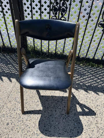 Vintage MCM Coronet Wonderfold Folding Chair Black Cover