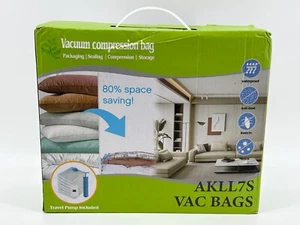 AKLL7S Vacuum Compression Storage Bags w/ Travel Pump 80% Space Saver Seal - Picture 1 of 5